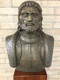 bust of Juan Cabrillo in the Cabrillo College library