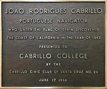 plaque in the Cabrillo library